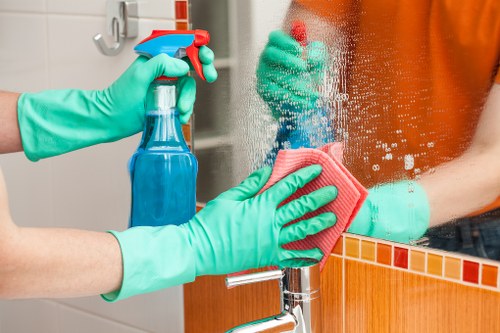 Domestic cleaner working in an Outhkensington home kitchen