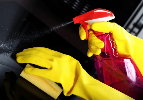 Cleaner preparing an empty room for handover in Outhkensington